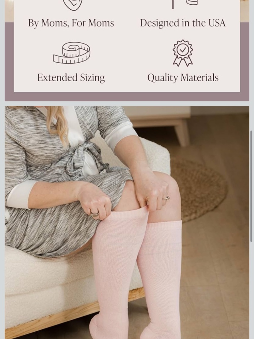 Kindred Bravely Pink and Gray Nursing Socks - Picture 6 of 9